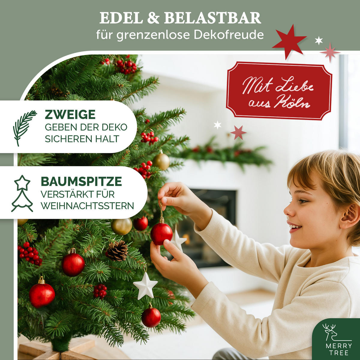 WEIHNACHTSBAUM aus PE & PVC Mix mit LED Beleuchtung, 210 cm - Grün, Kunststoff (210cm) - Merry Tree