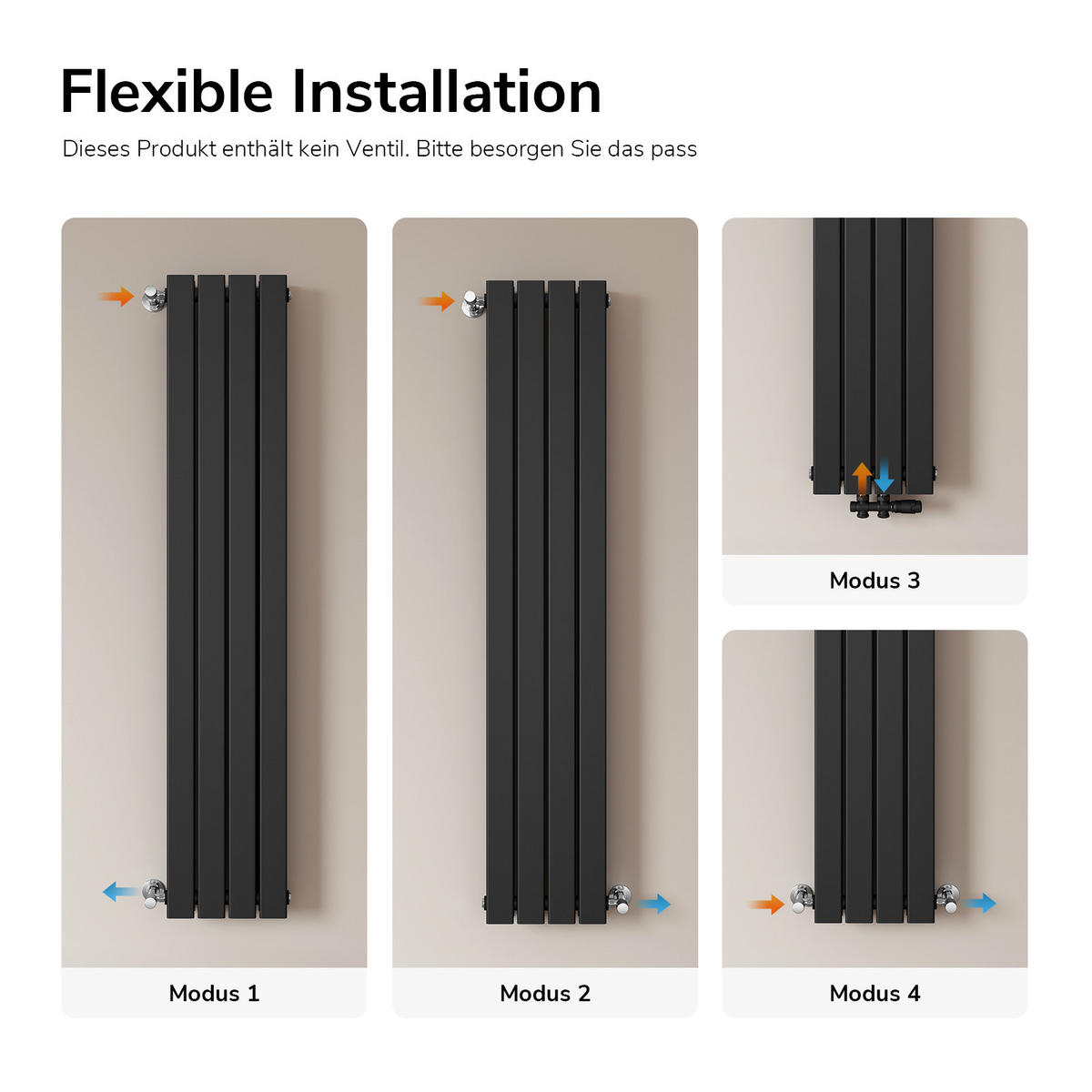 HEIZKÖRPER Flachheizkörper Schwarz 160/30/6,3 cm - Anthrazit, Metall (30/160/6.3cm) - EMKE