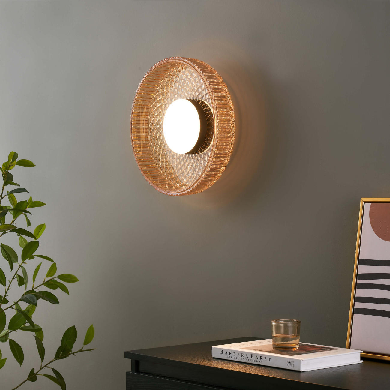 DECKENLEUCHTE Damian, Schwarz und Bernstein, 10cm - Bernsteinfarben, Glas (10/30/10cm) - KOSILUM