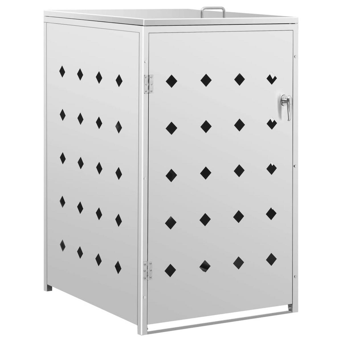 1ER Mülltonnenbox SOGI Edelstahl | 69x115x77,5cm silber | Für 1 Tonne 240L - Silberfarben, Metall (69/115/77.5cm) - DELUKE