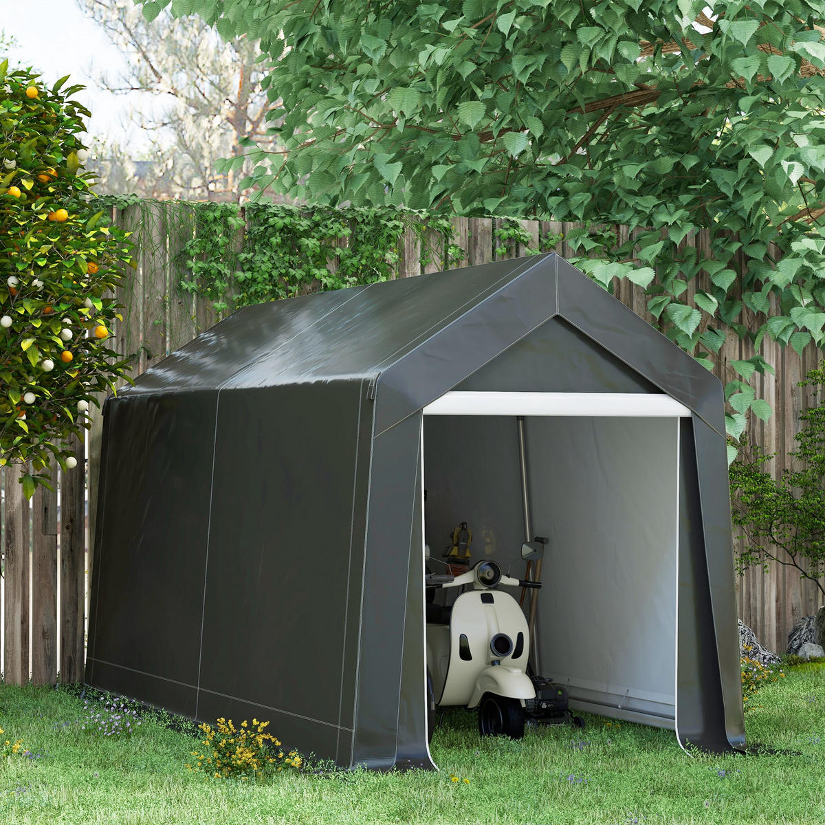 GARTENZELT DE-08170 wetterfest, UV-beständig, Dunkelgrau - Dunkelgrau, Metall (360/235/210cm) - ComfortXL