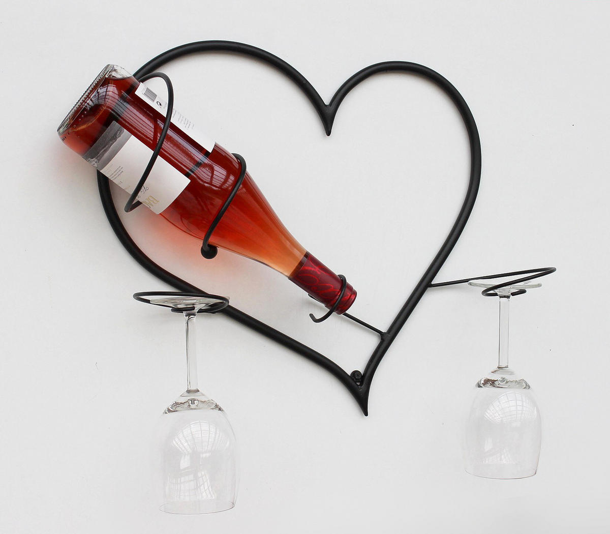 WANDBILD Weinregal Herz Flaschenständer aus Metall 38 cm Flaschenhalter - Schwarz, Metall (38/38/12cm) - DanDiBo