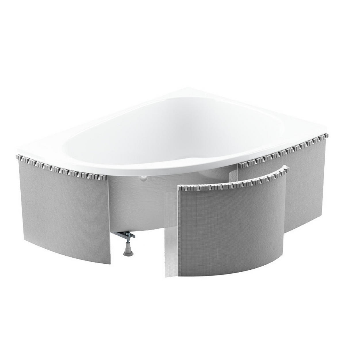 BADEWANNE Eckwanne AVITA 150/75 Links + Styro + Kopfstütze Ablauf Füße - Weiß, Kunststoff (75/55.5/150cm) - bad land