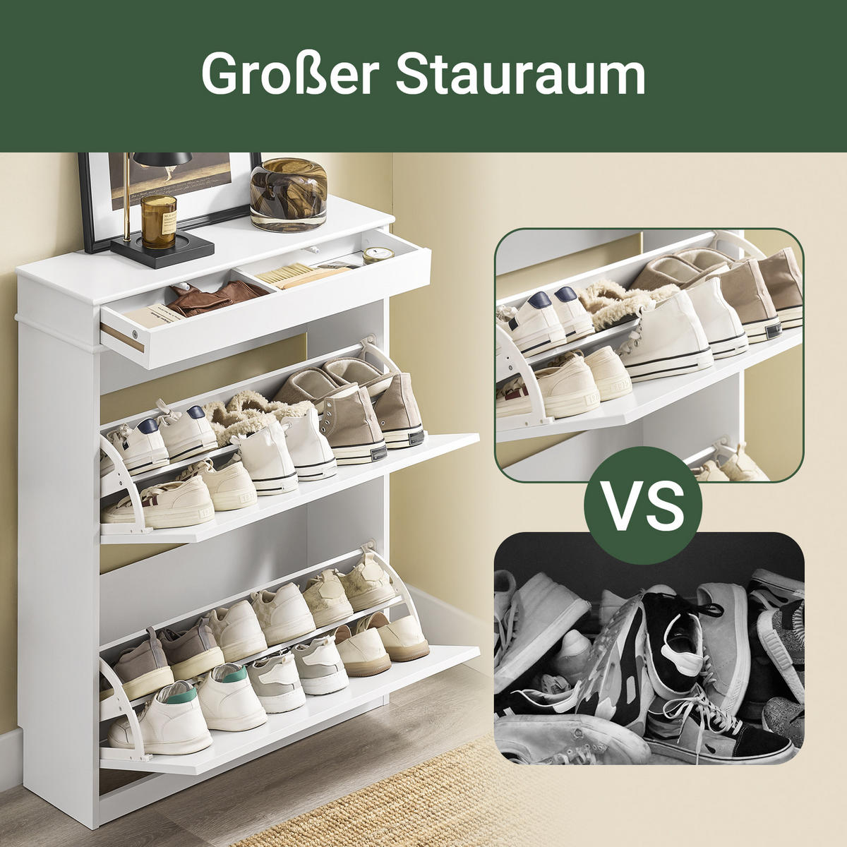 SCHUHSCHRANK Weiß - Weiß, Holzwerkstoff (75/96/24cm) - SoBuy