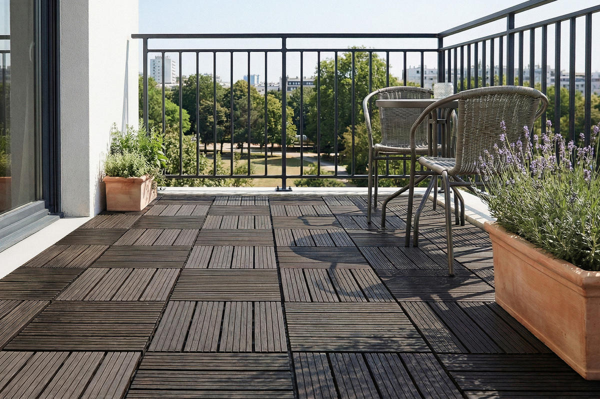 30ER-SET Terrassenplatten aus Verbundwerkstoff von SERRA, grau, geriffelt, 30 x 30 cm - Grau, Holzwerkstoff (30/30/2cm) - Casanoov