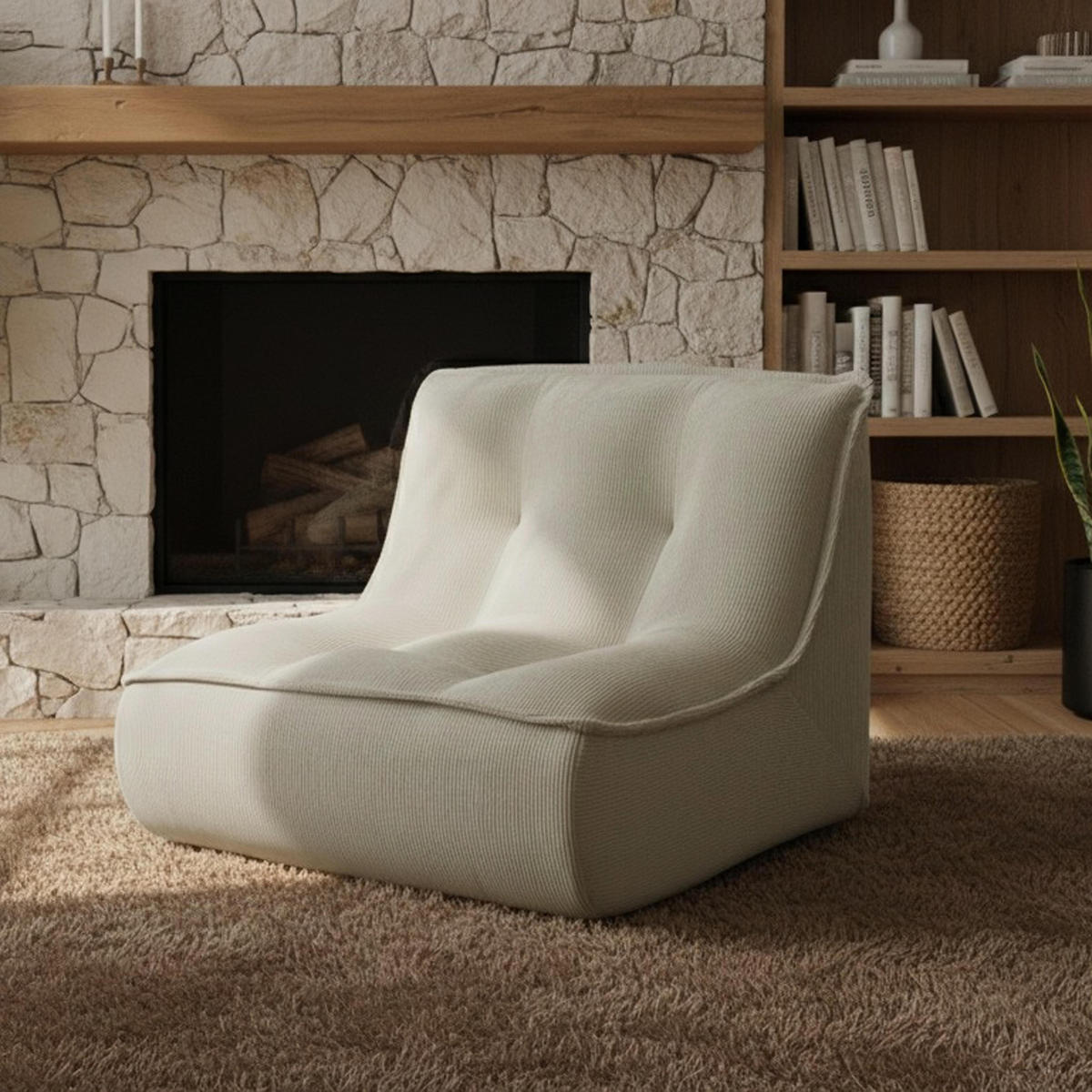 SESSEL, Ekru - Weiß, Textil (90/70/80cm) - Oviala
