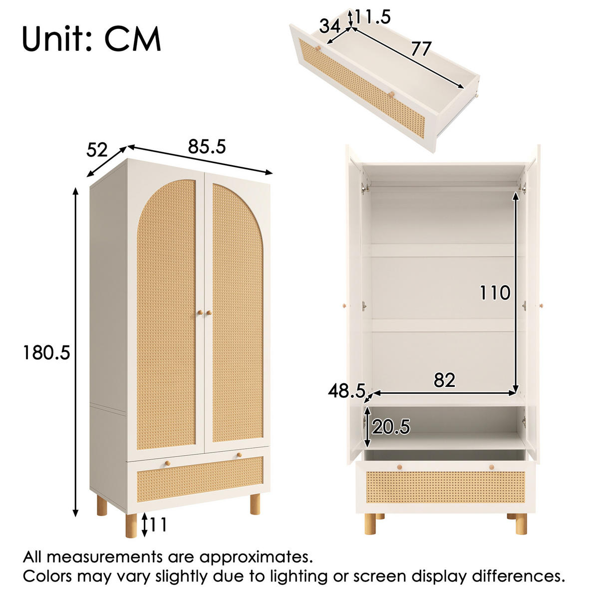 KLEIDERSCHRANK 85,5/180,5/52 cm Weiß aus Holz mit Schublade - Weiß, Holz (52/180.5/85.5cm) - OKMYHOME