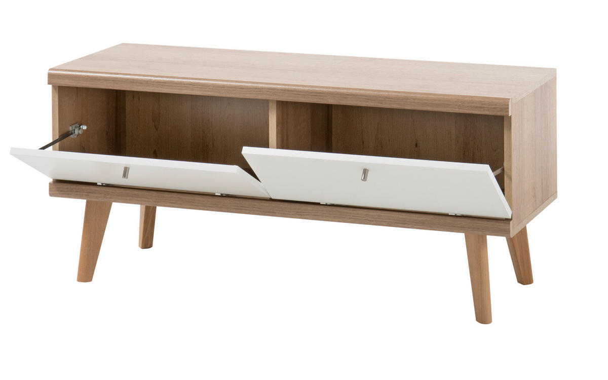 TV-LOWBOARD weiß, Eiche Riviera, TV-Unterteil skandinavisch, 107 x 50 cm - Eichefarben/Weiß, Holz/Holzwerkstoff (107/50/40cm) - Furn.Design