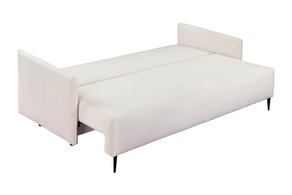 BETTSOFA ARNO Beige Plüsch-Stoff mit Schlaffunktion - Beige, Textil (102/97/216cm) - MASSENO