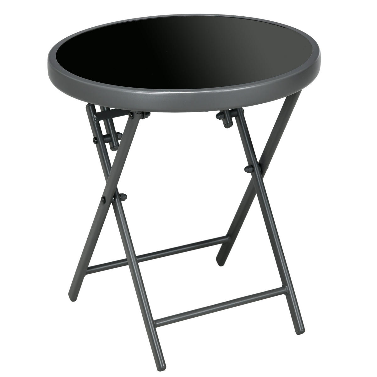 GARTENKLAPPTISCH DE-14104 rund Ø45 cm, klappbar Schwarz - Schwarz, Metall (45/45/50cm) - ComfortXL