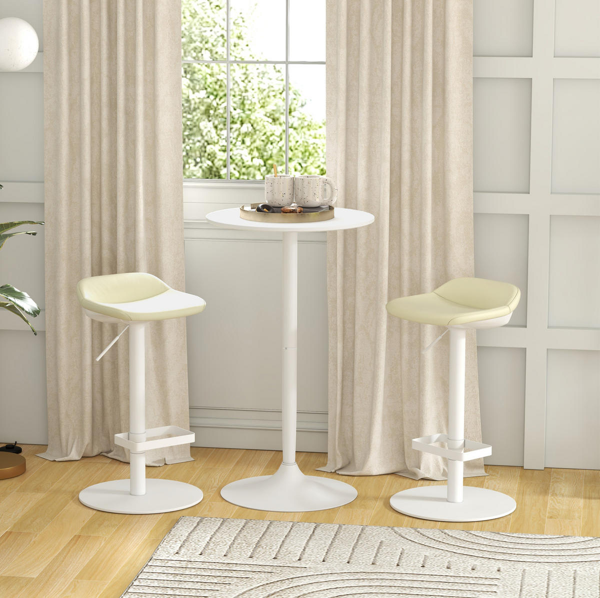 BARTISCH Ø60/102 cm in Weiß mit lackierter MDF-Platte und Stahlgestell - Weiß, Metall (60/60/102cm) - BEAOK