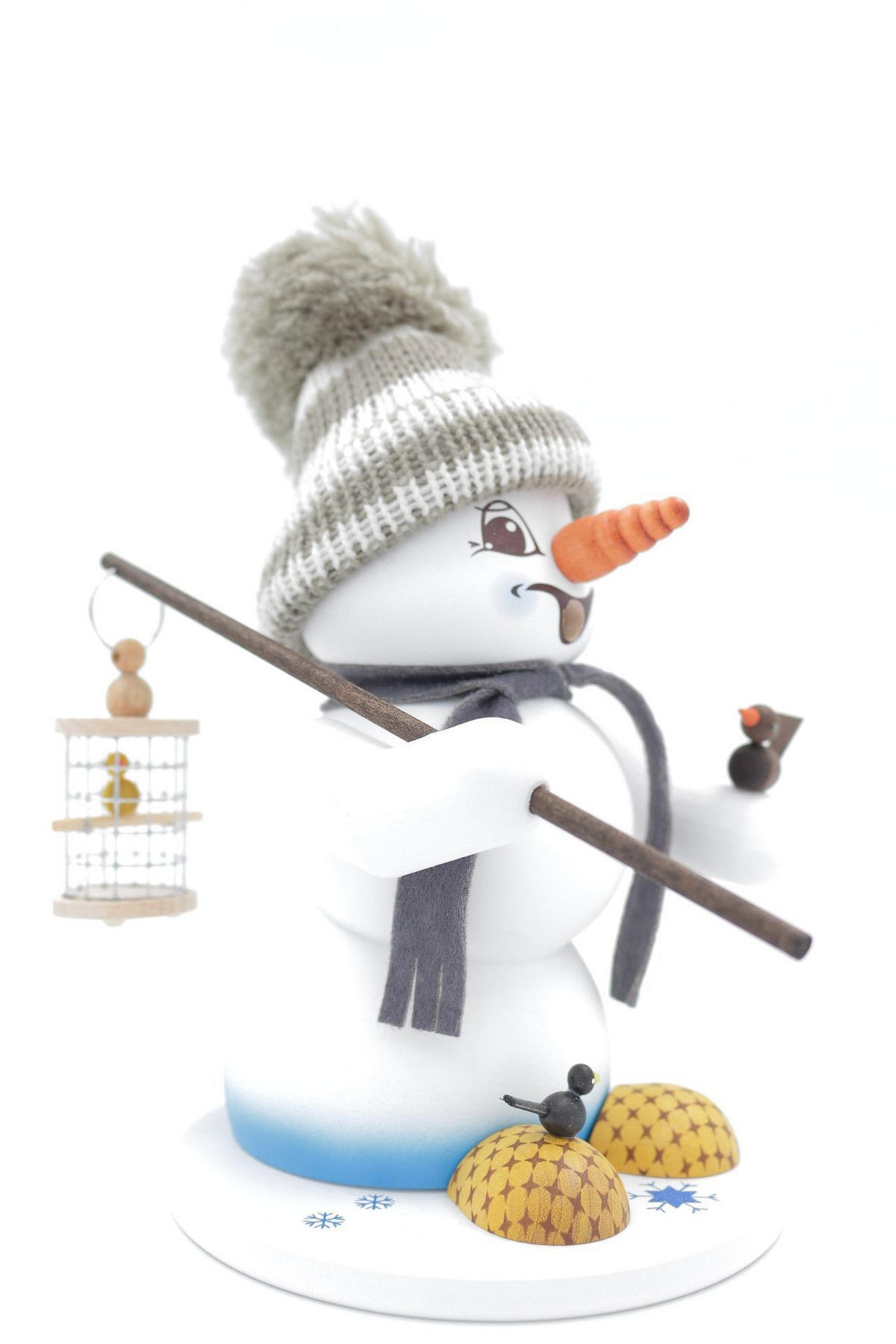 RAUCHFIGUR Schneemann Weiß Vogelhändler 19 cm - Multicolor, Holz (15/19/0.1cm)