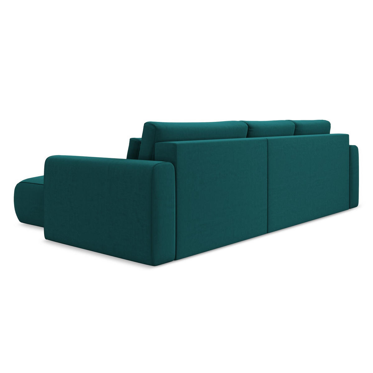ECKSOFA mit Schlaffunktion Samt Stoff Blau - Blau/Petrol, Kunststoff/Textil (278/149cm) - LaMiaSofa
