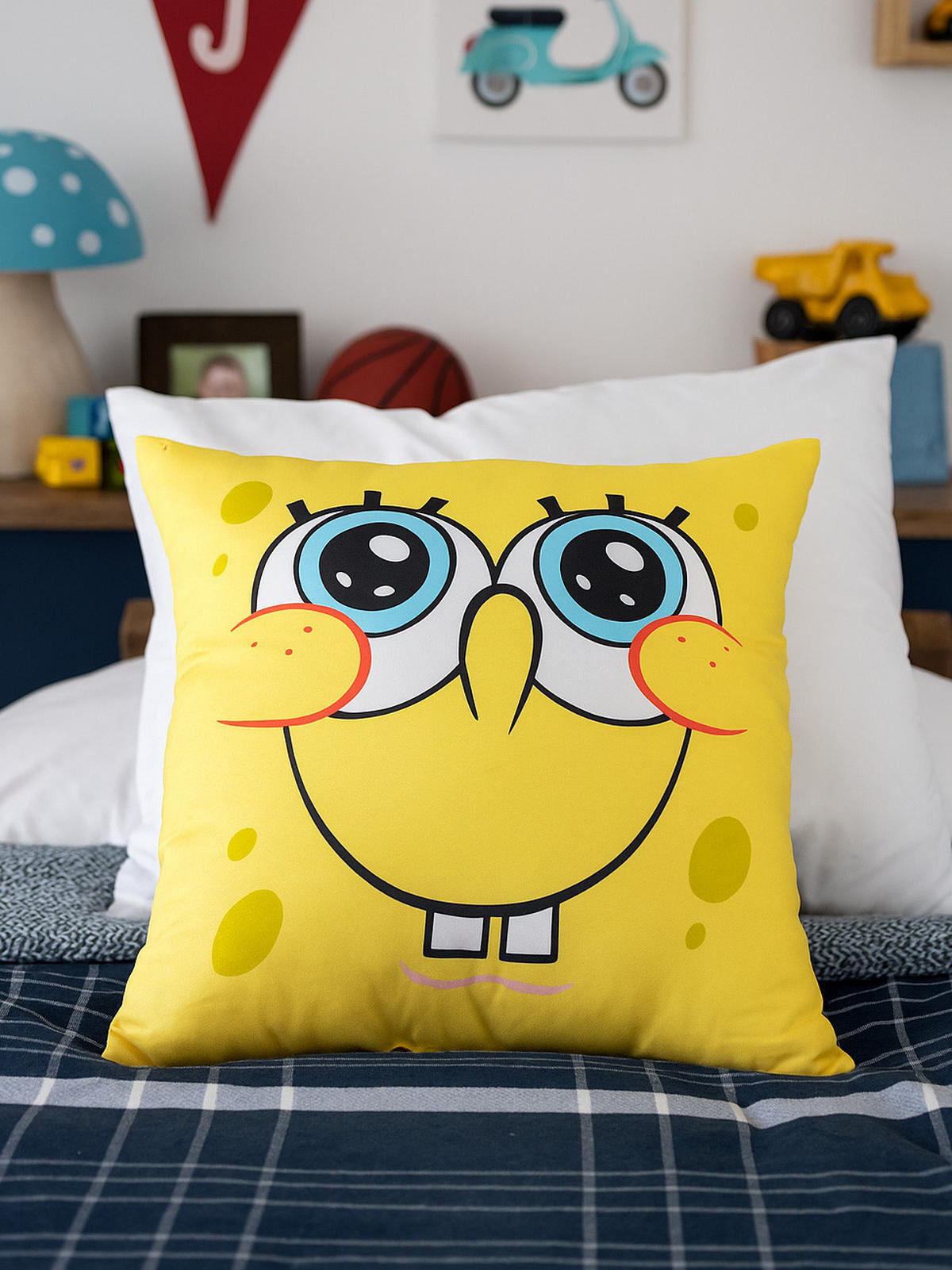 KINDERKISSEN Spongebob Schwammkopf Gelb 40 x 40 cm - Gelb, Textil (40/40cm)