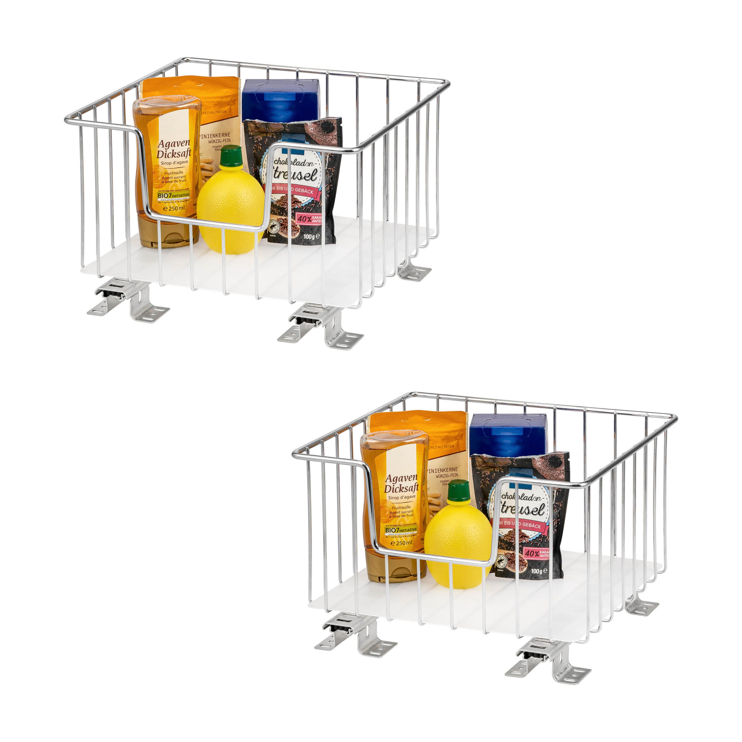 KORBAUSZUG (2er Set), 30 cm Breite, für Oberschränke, Chrom - Silberfarben, Metall (30/20/28.5cm) - bremermann