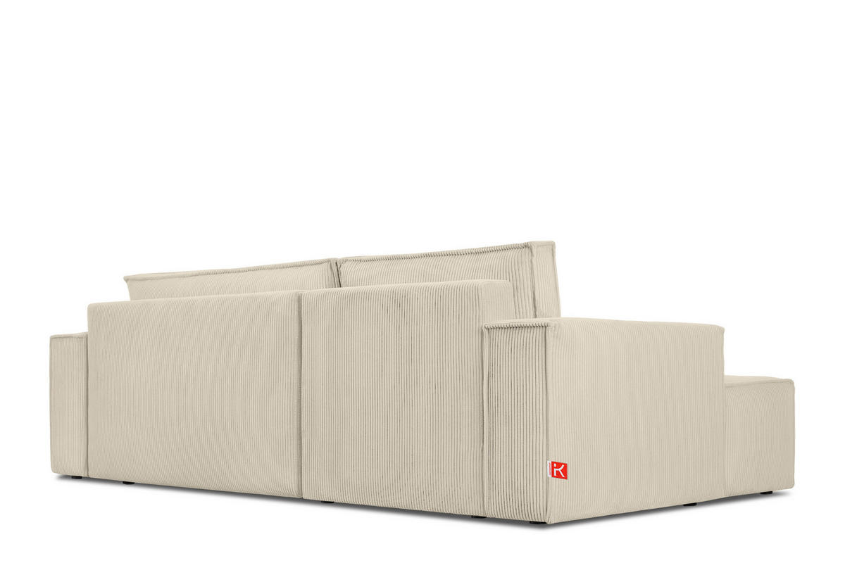 ECKSCHLAFSOFA-LINKS NAPI in Pet Friendly Cord-Stoff, cremefarben - Creme/Schwarz, Textil (262/148cm) - KONSIMO®