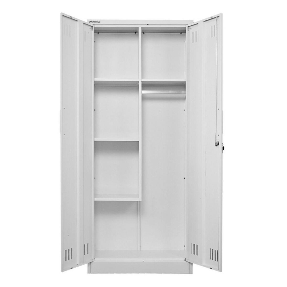 PUTZMITTELSCHRANK Rhino Metall 170x70x30cm Weiß - Schwarz/Weiß, Metall (70/170/30cm) - PROREGAL