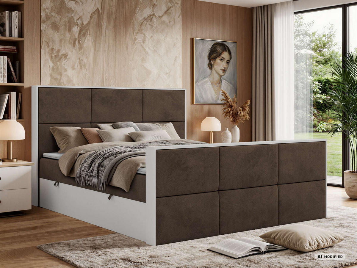 KONTINENTÁLNÍ POSTEL DELVIT DUO 140/200 - Hnědá Samet - Topper Visco - H3 - černá/hnědá, textil/plast (140/200cm) - MKS