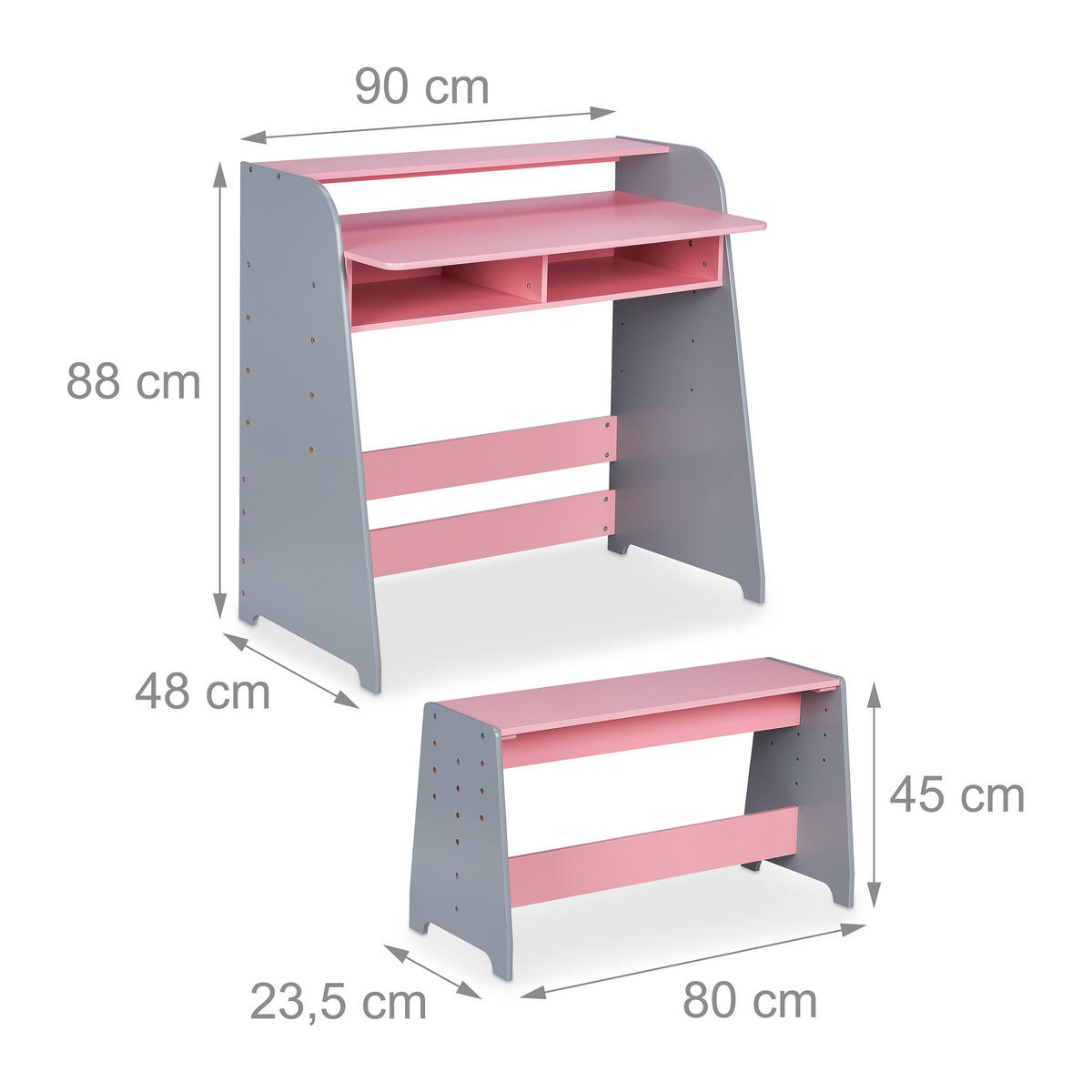 2-TLG.KINDERTISCH - Multicolor, Holzwerkstoff (90/88/48cm) - Relaxdays