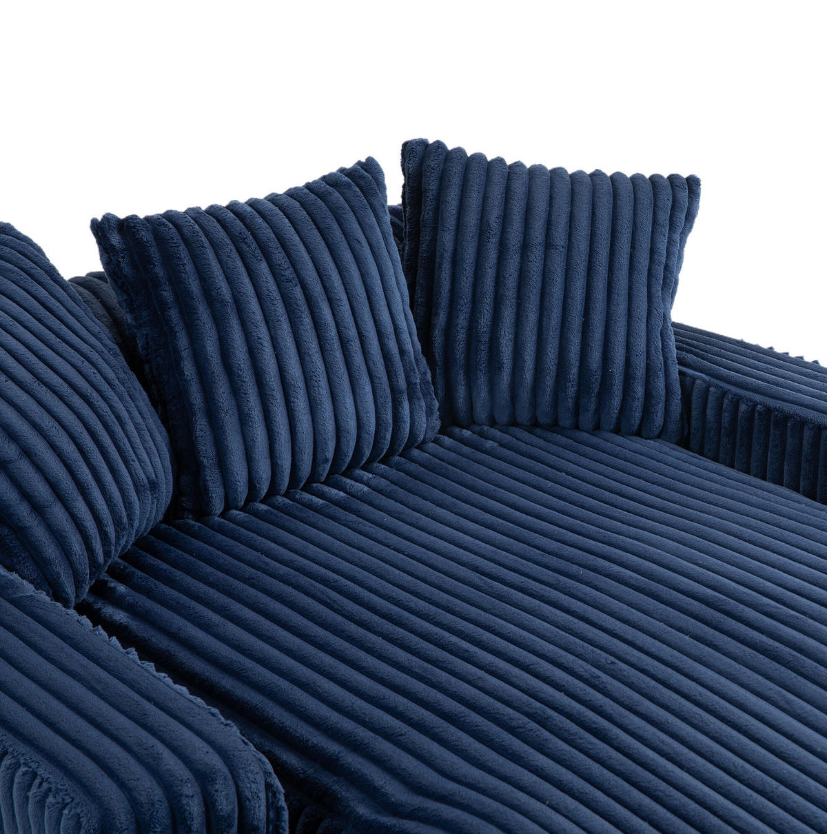 CHAISELONGUE aus Cord 125x155 cm Navy mit 3 Kissen - Blau, Textil (155/63/125cm) - Meubliv