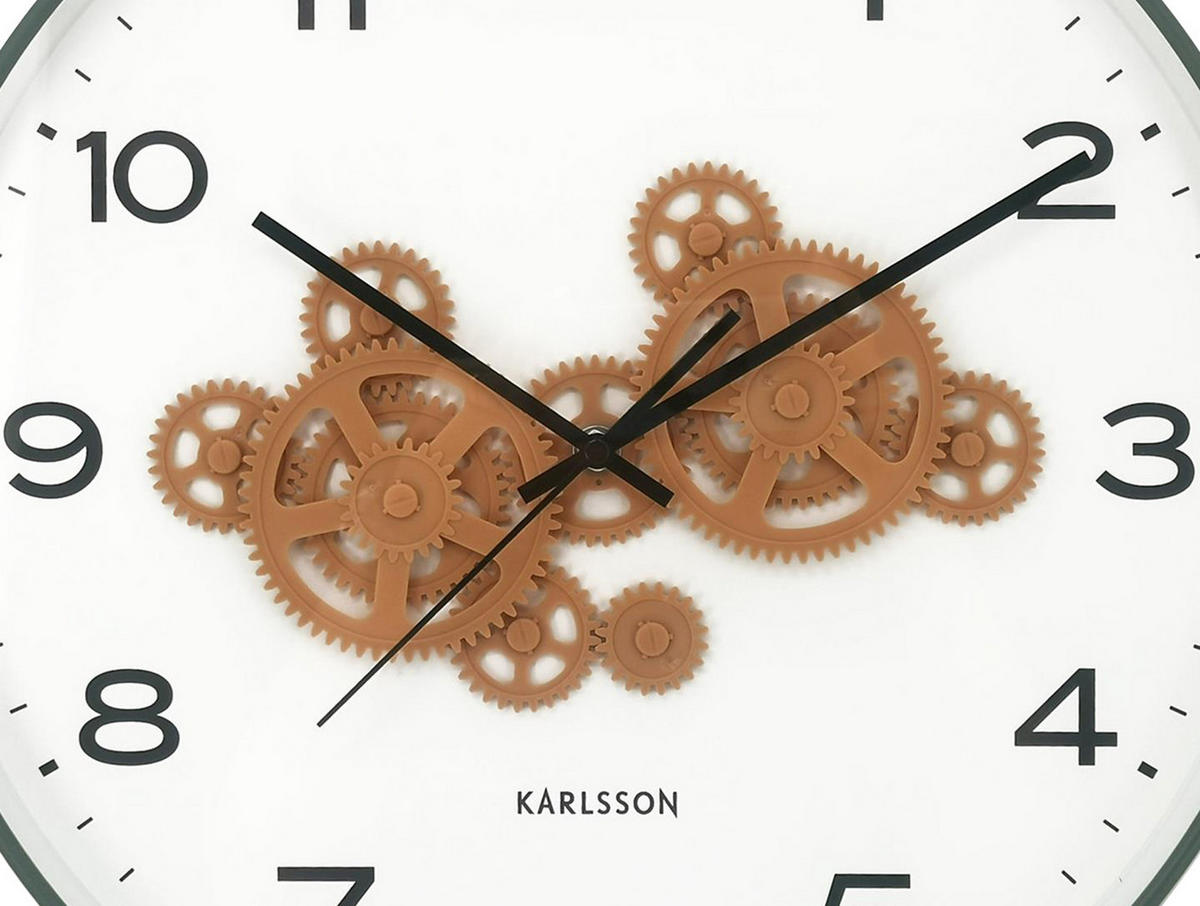 WANDUHR Open Gear Grün 40/5.66/40 cm - Grün, Kunststoff (5.66/40/40cm) - Karlsson