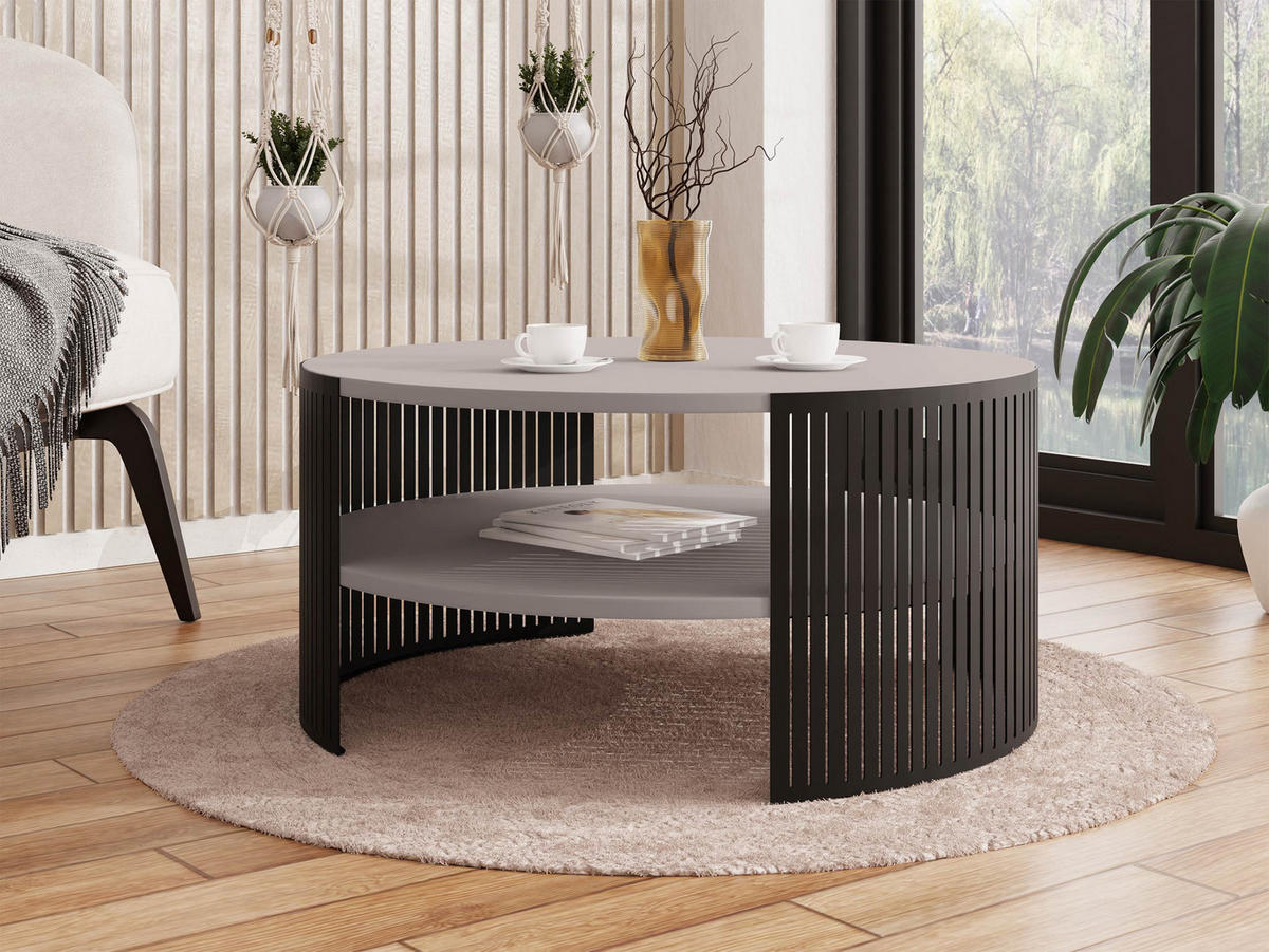 COUCHTISCH Fikoli - Kaschmir/Schwarz, Holzwerkstoff/Metall (75/75/40cm) - MIRJAN24