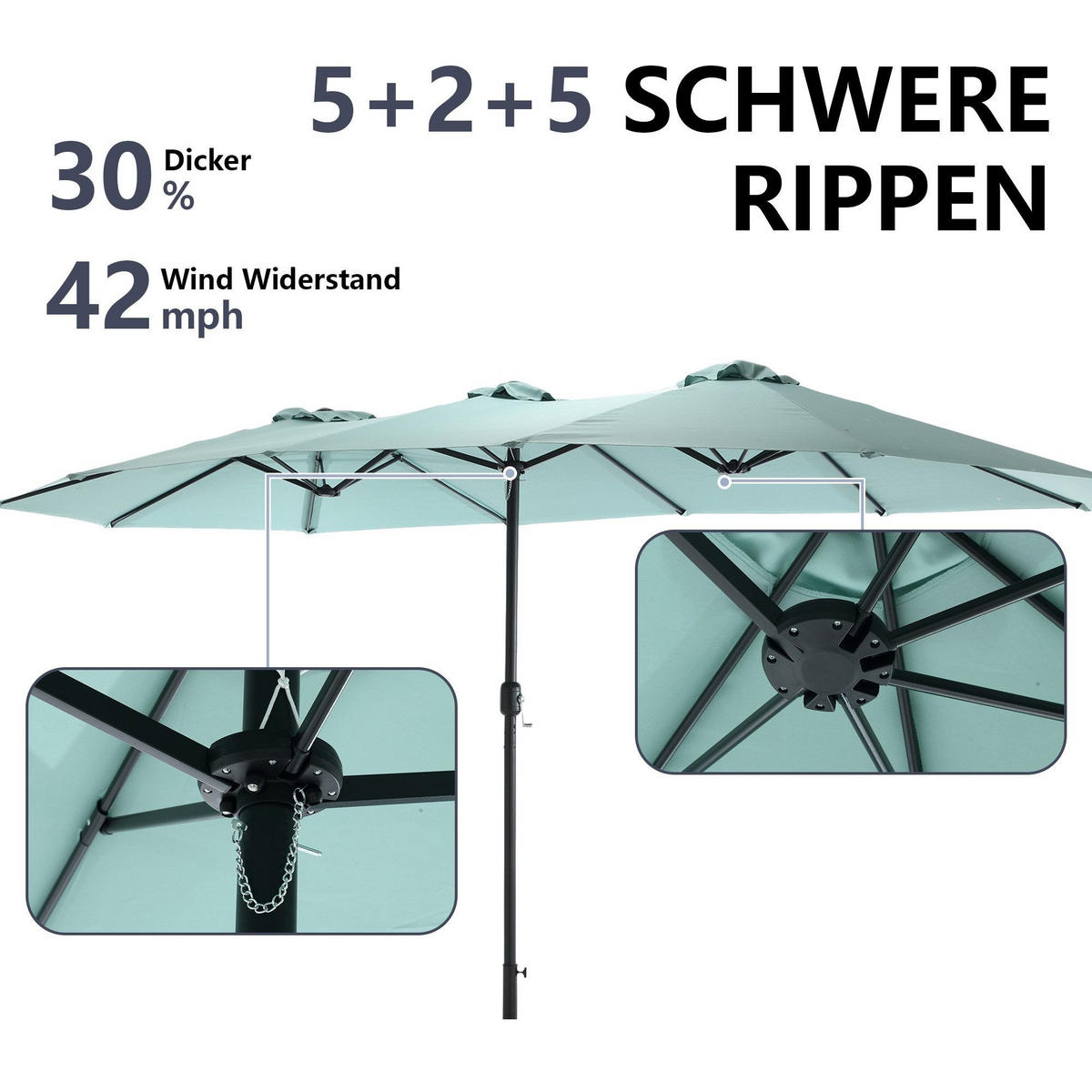 SONNENSCHIRM 453x267cm,Aluminium,Sonnenschutz,Hellgrün - Hellgrün, Metall (453/267cm) - LVHOM