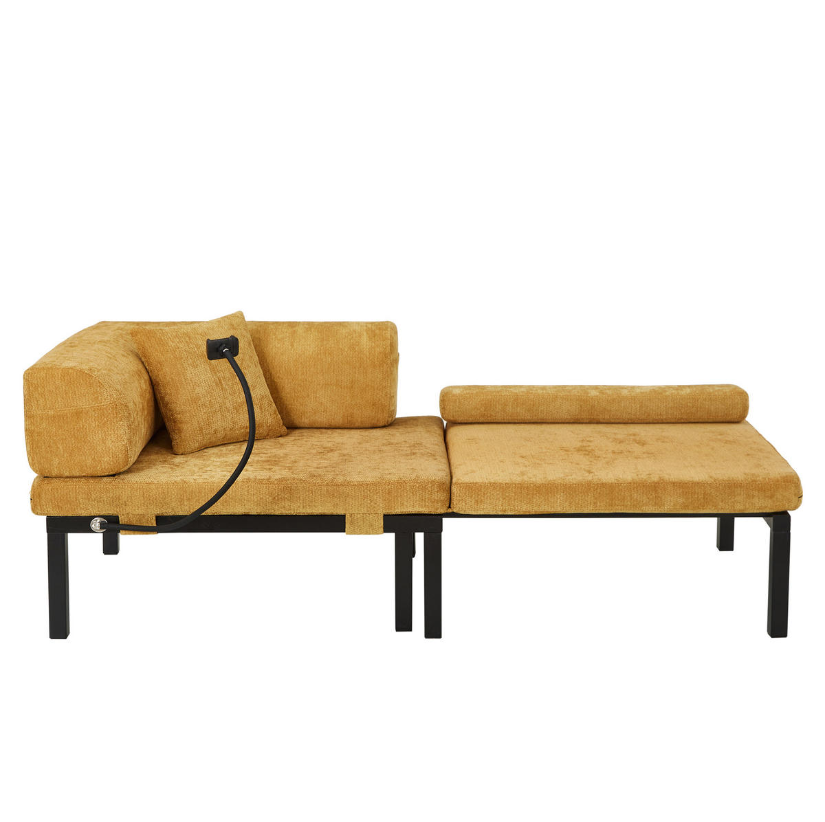 SCHLAFSOFA klappbar mit Ausziehbett Massivholz Samt Yellow - Gelb, Holz (81/64/176cm) - Meubliv