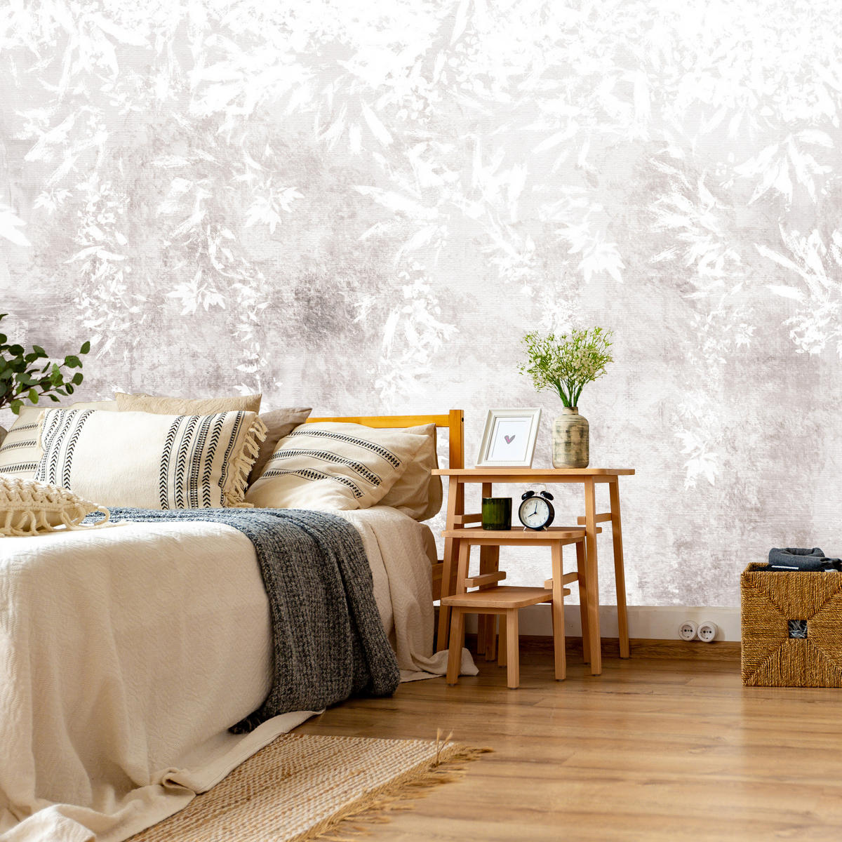 FOTOTAPETE Pflanzen Beton Abstraktion 200x140 - Beige/Braun, Papier (200/140cm) - Muralo