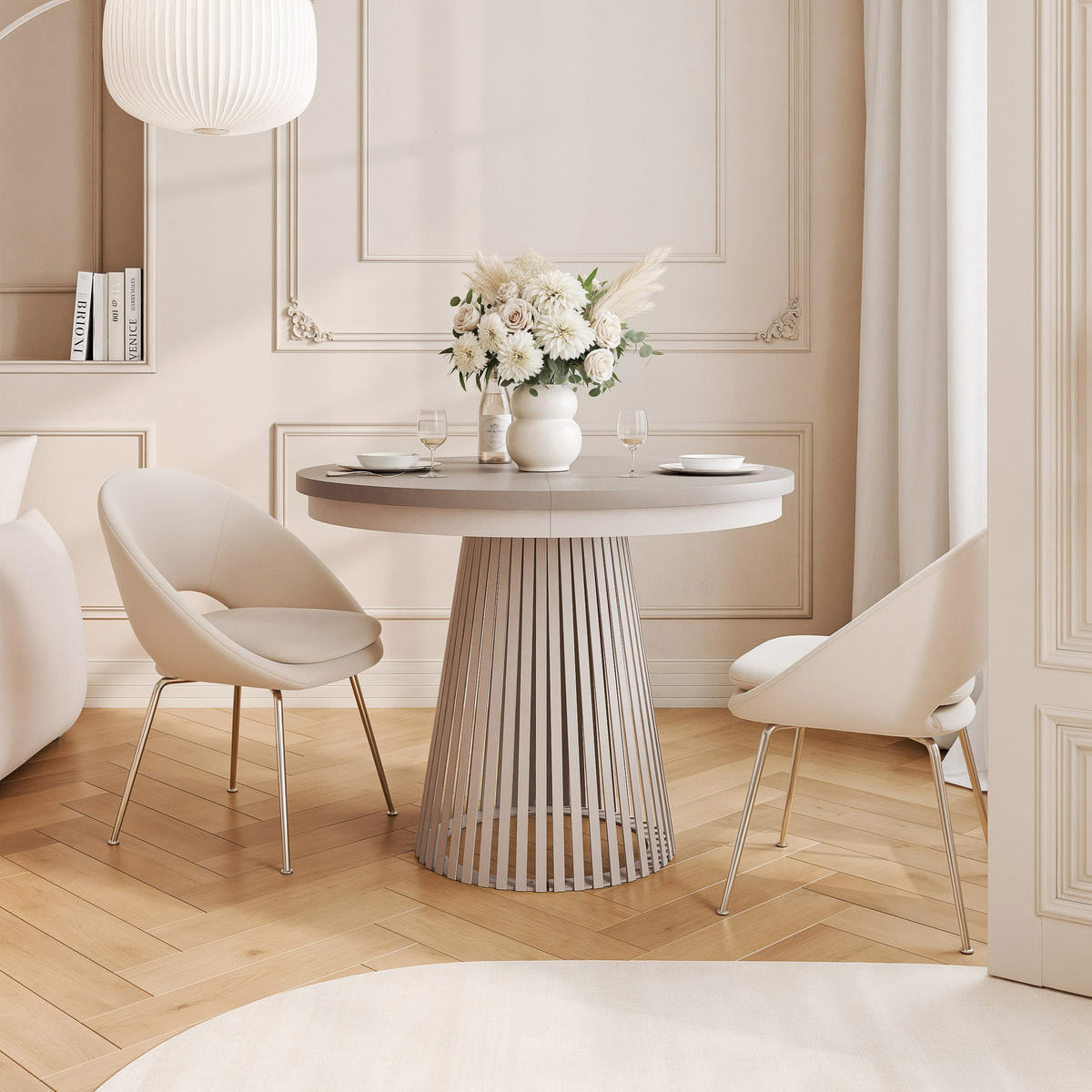 AUSZIEHTISCH AUREA 100-180/75 cm, Kaschmir / Lehmgrau - Kaschmir/Greige, Holzwerkstoff/Metall (100/100/75cm) - Idohome