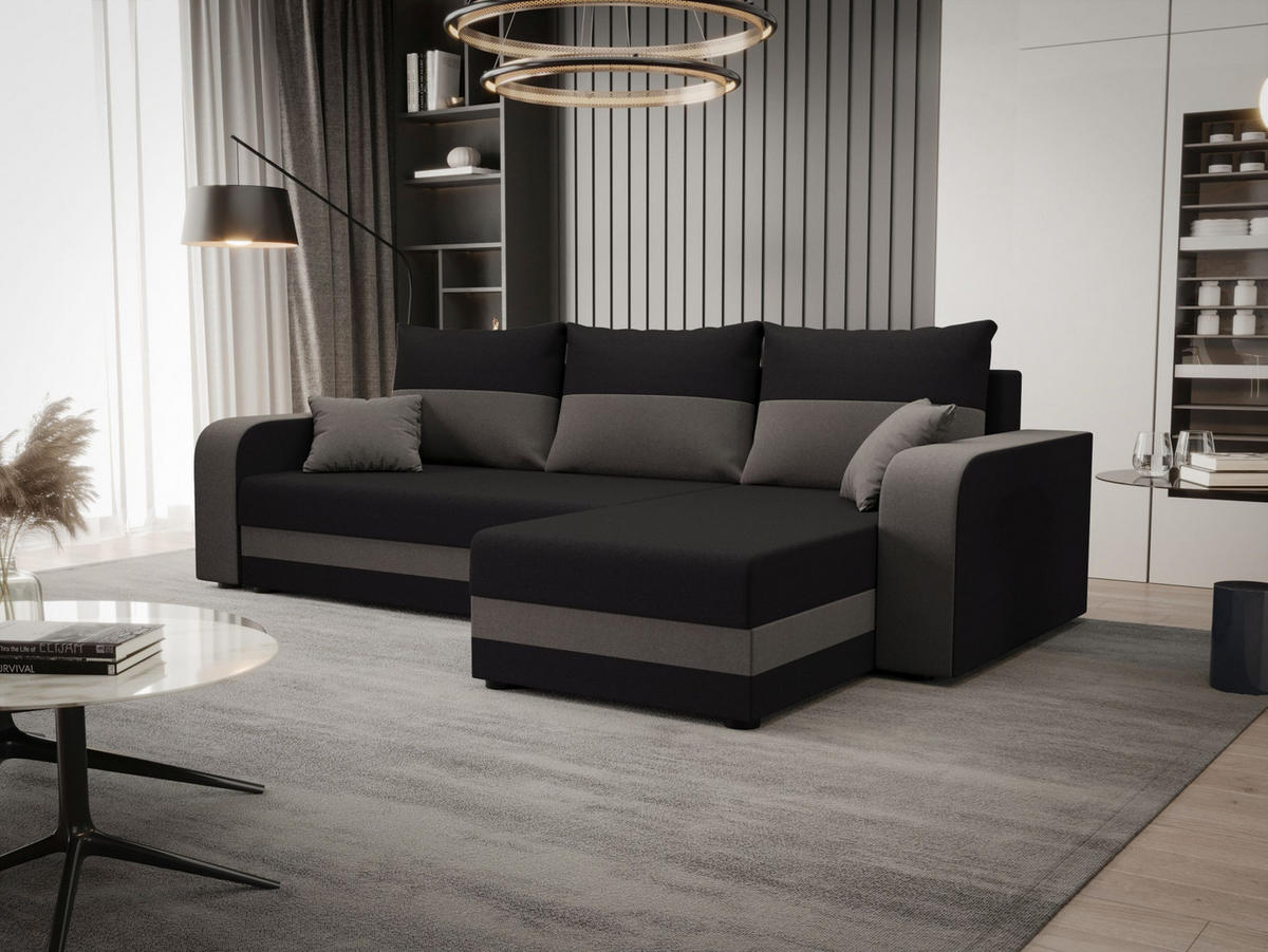 ECKSOFA HEWLET L BIS Sawana 05+21 Rechts mit Schlaffunktion - Grau, Textil (240/140cm) - Bedante