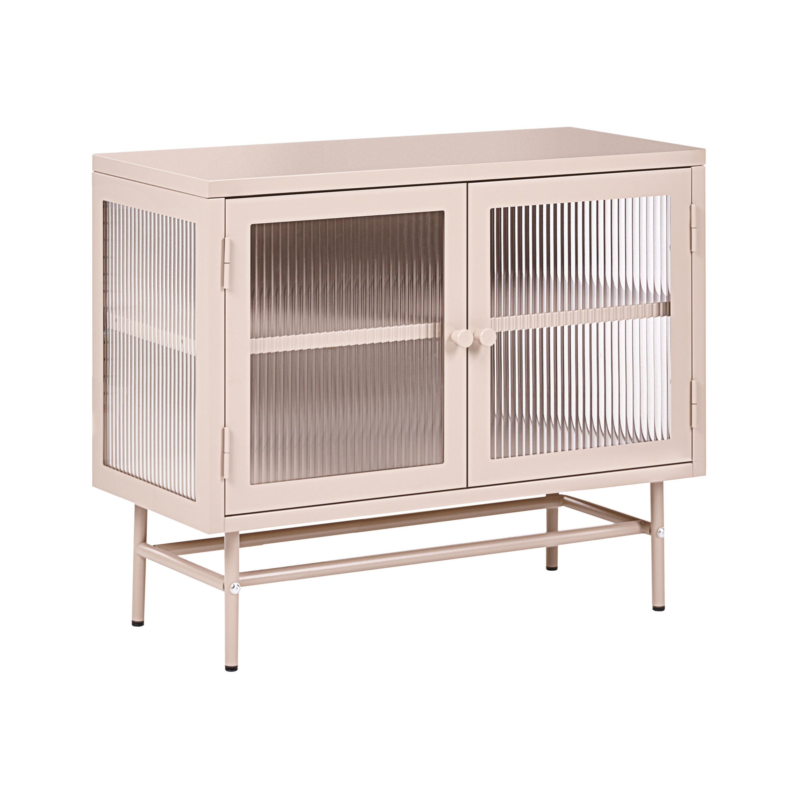 SIDEBOARD se skleněnými dveřmi Kov 77 cm Béžový Devon - béžová, kov (77/64/35cm) - Beliani