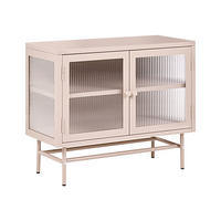 SIDEBOARD se skleněnými dveřmi Kov 77 cm Béžový Devon - béžová, kov (77/64/35cm) - Beliani