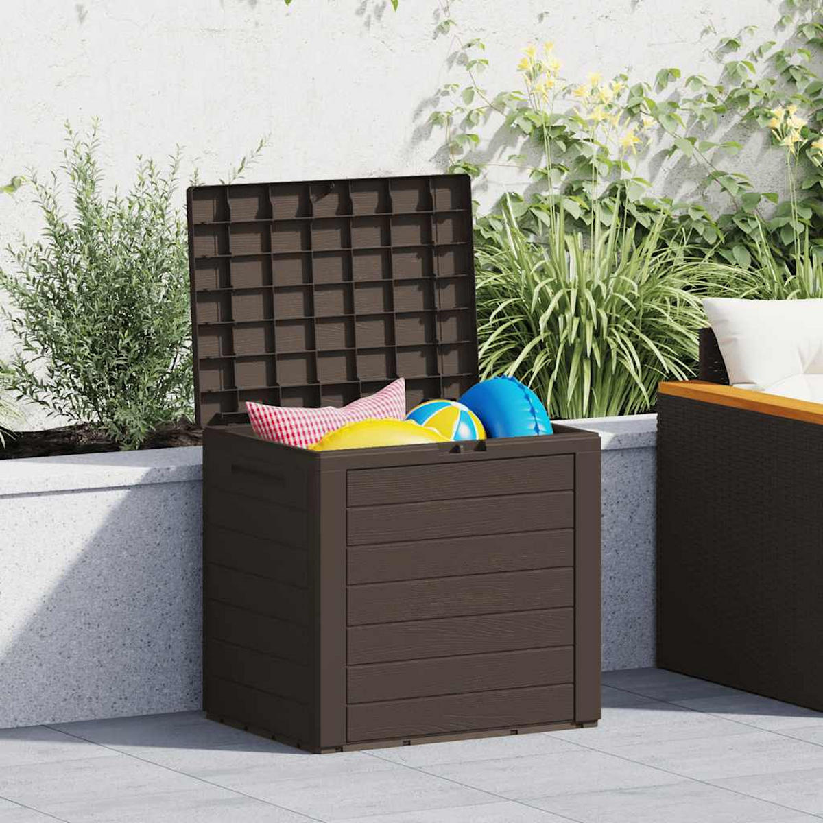 GARTENTRUHE Braun 58,5x46x55 cm Polypropylen - Braun, Kunststoff (58.5/55/46cm) - furnicato
