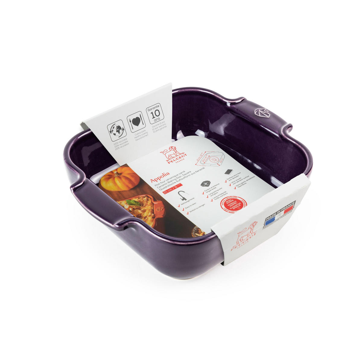 AUFLAUFFORM Keramik Appolia 21cm Quadratisch Aubergine Spülmaschinenfest - Lila, Keramik (17.5/21/6cm) - PEUGEOT