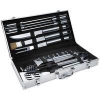 GRILLBESTECK ,inklusive Aluminiumkoffer,grau - Grau, Metall (47cm) - tectake