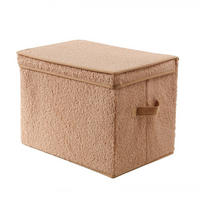 AUFBEWAHRUNGSBOX mit deckel aus bouclé-stoff in beige - 40/28/30 cm - Beige, Textil (40/28/30cm) - Calicosy