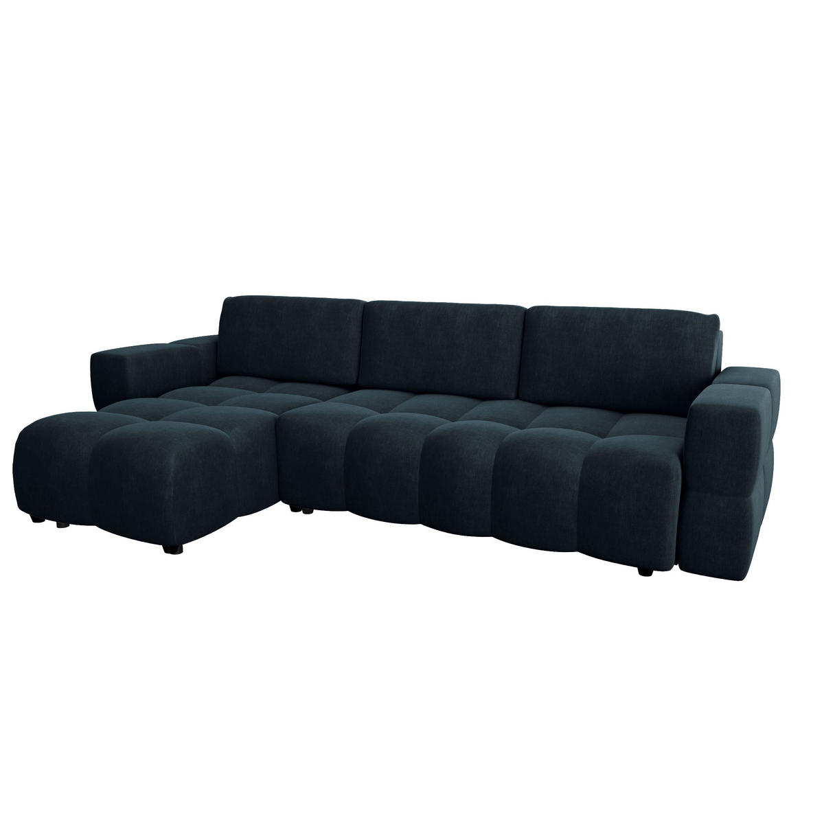 ECKSOFA LINKS Samt Pfauenblau 286cm - Blau/Hellblau, Textil (169/286cm) - Sia Home