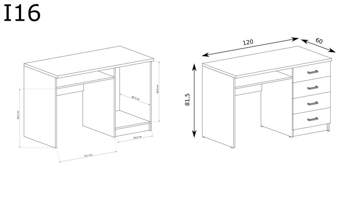 SCHREIBTISCH Indianapolis I-16 120 x 60 x 81,5 cm Esche dunkel - Dunkelbraun, Holzwerkstoff/Metall (60/120/81.5cm)