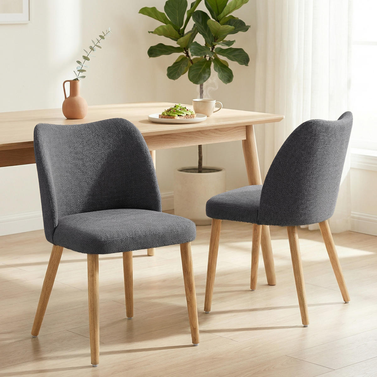 STÜHLE Grau 2 Stück - Grau, Textil (46/76/52cm) - GiPP