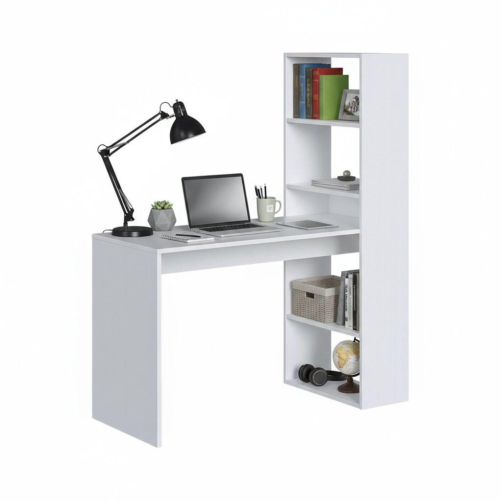 SCHREIBTISCH Weiß 53/120/144 cm - Weiß, Holzwerkstoff (53/120/144cm) - DMORA