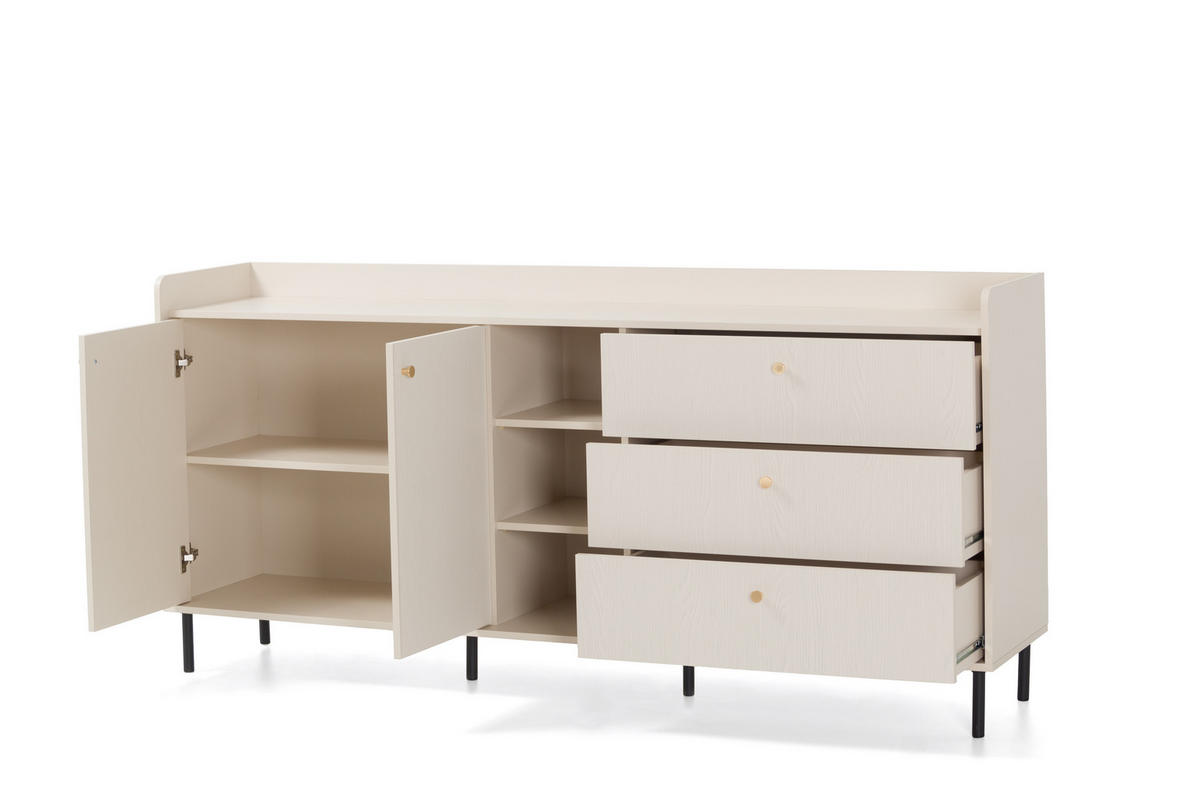 KOMMODE ASTREA 193,5/91/42cm mit 3 Schubladen 2 Türen Beige - Beige, Holzwerkstoff (193.5/91/42cm) - MASSENO