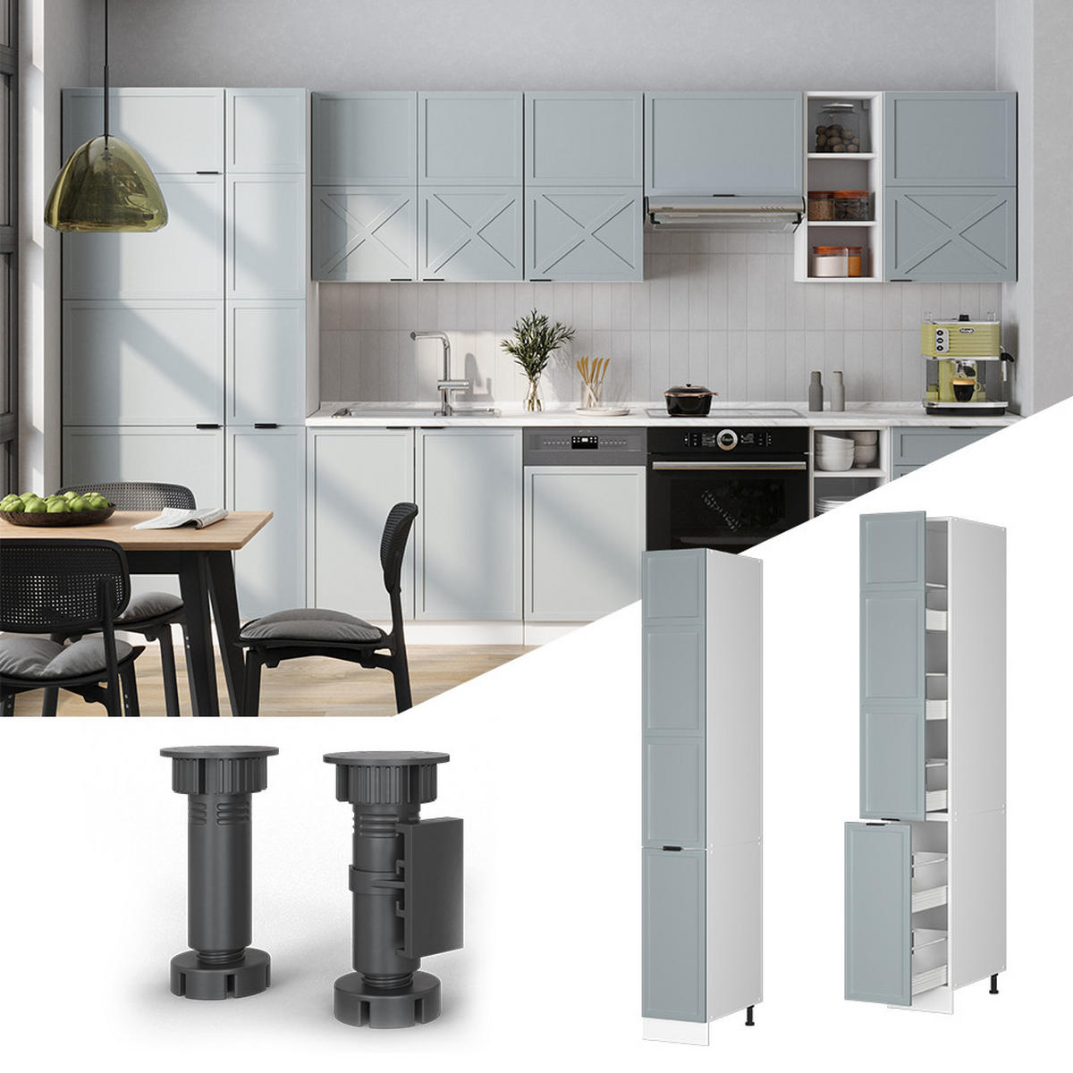 APOTHEKERSCHRANK Fame-Line Hellblau-grau 30 cm - Blaugrau/Weiß, Holzwerkstoff (30/206.8/58cm) - Vicco