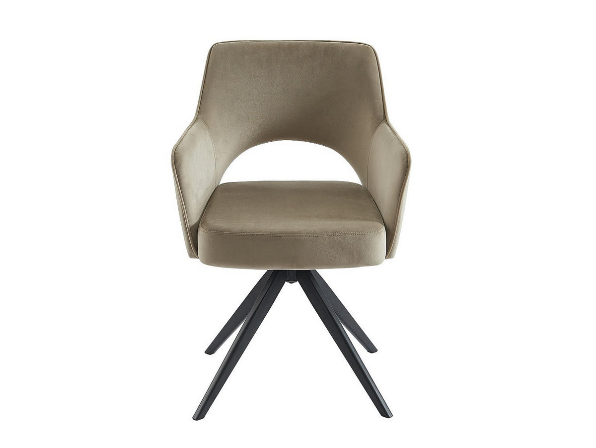 DREHSTUHL 2er-Set mit Armlehnen - Samt & schwarzes Metall - Beige - KONYA - Beige, Textil (59/84/58cm) - Vente-Unique