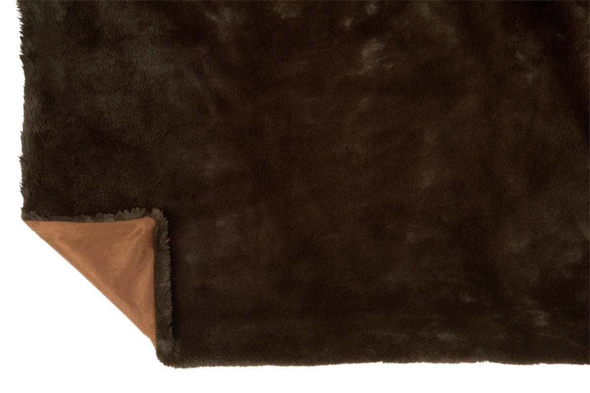 PLAID CUTIE - Plüsch - Dunkelbraun - 180/130/3 cm - Dunkelbraun, Textil (130/180cm) - J-Line