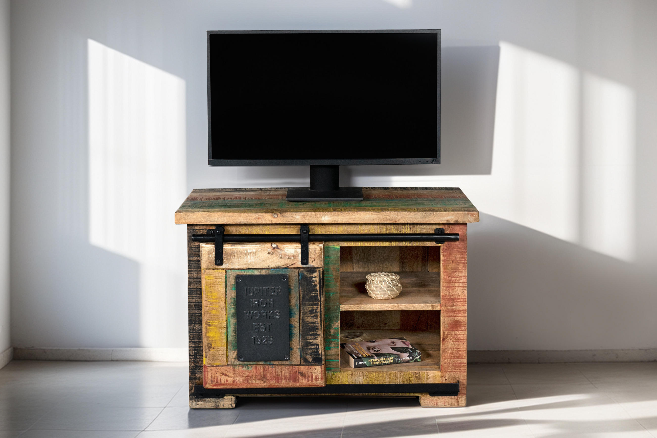 LOWBOARD LIBRO - Hellbraun/Multicolor, Akazienholz/Holz (75/47/50cm) - SAM