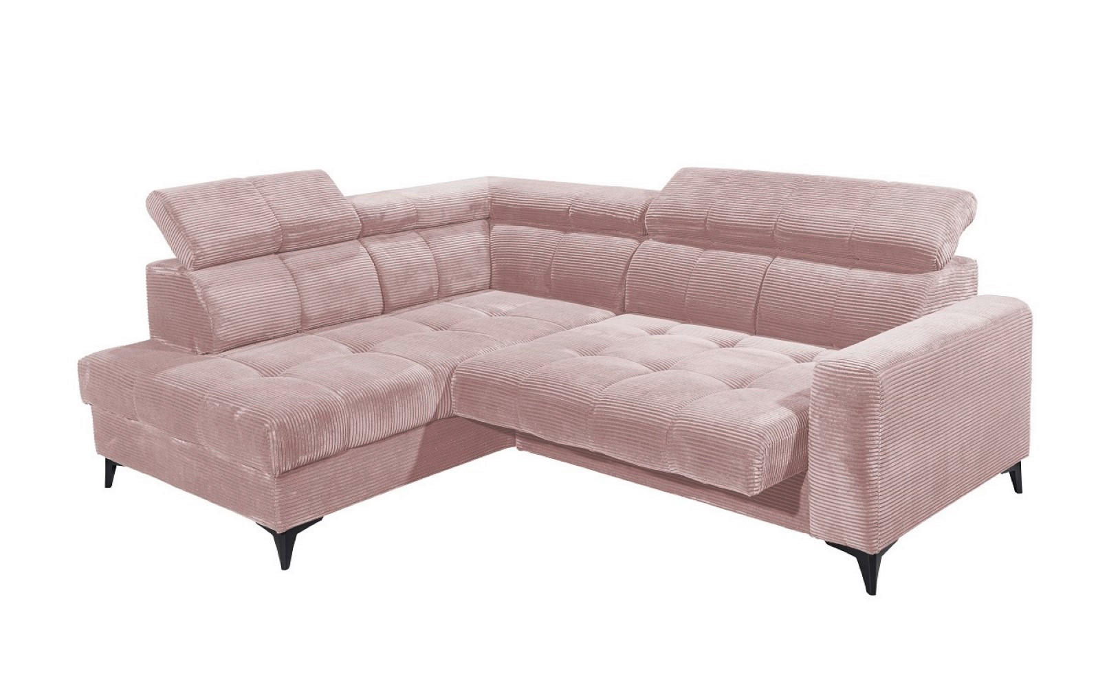 ECKSOFA mit elektronische Sitztiefenverstellung, USB-Anschluss und stilvollem Breitcord-Bezug - Rosa, Textil (243/200cm) - ed exciting design