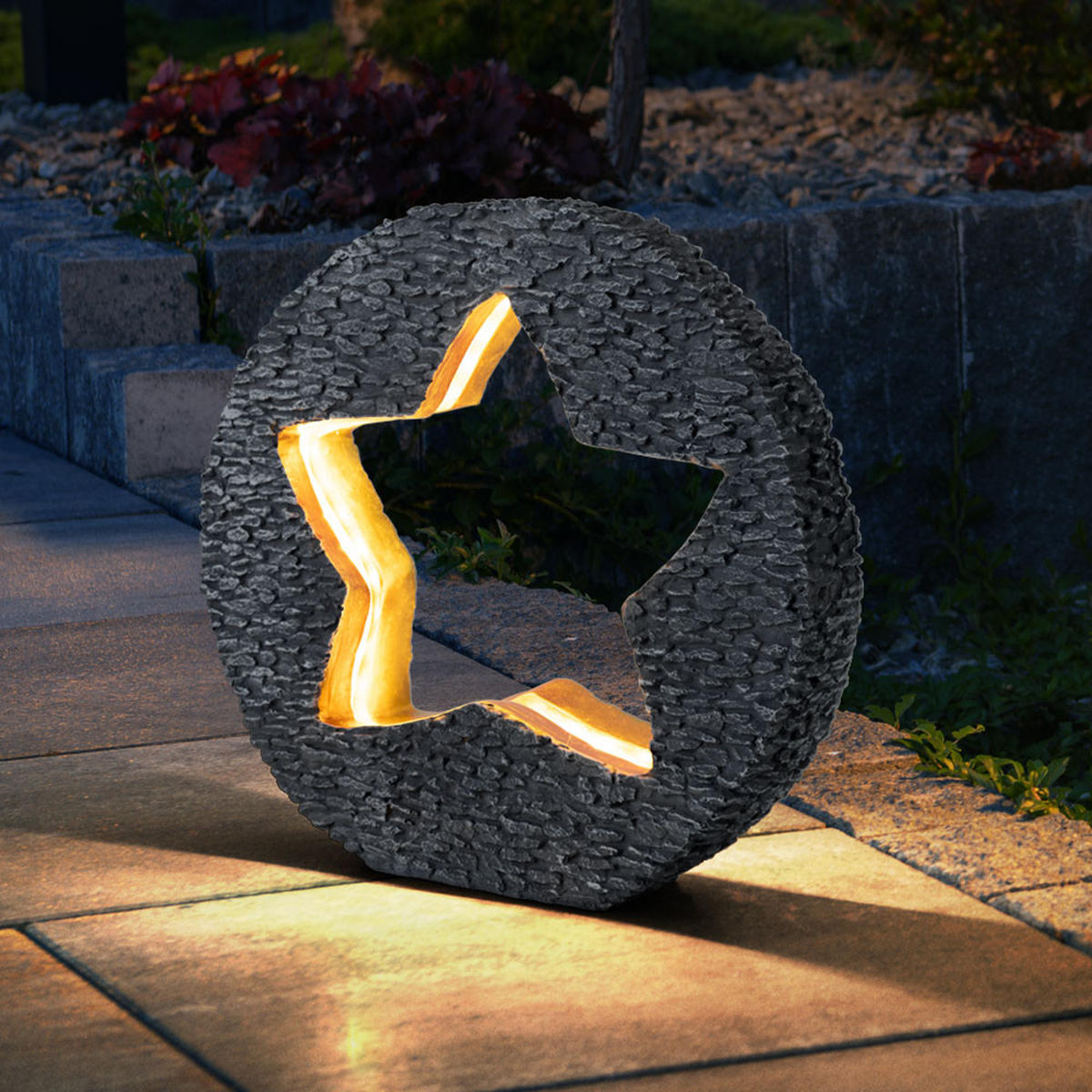 LED AUSSENLEUCHTE Steinoptik Grau Gold - Grau, Kunststoff (31/8.5/29.5cm)