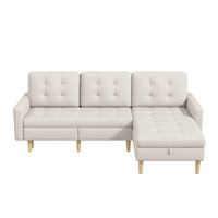 ECKSOFA L Form Stauraum Chaiselongue 3-Sitzer Beige 212cm - Beige, Textil (212/130cm) - FLIEKS