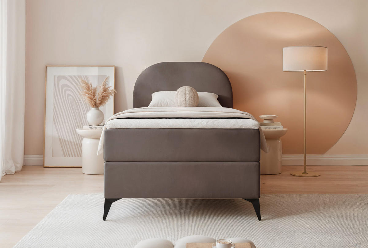 BOXBETT NOELIA 100/200 cm Öffnung links, mit Matratze, Braun - Braun, Holzwerkstoff/Textil (100/200cm) - Idohome